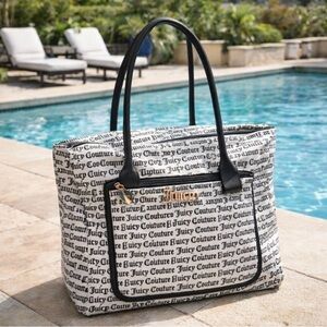 Juicy Couture signature logo Black and White Rolling duffel weekender Bag
